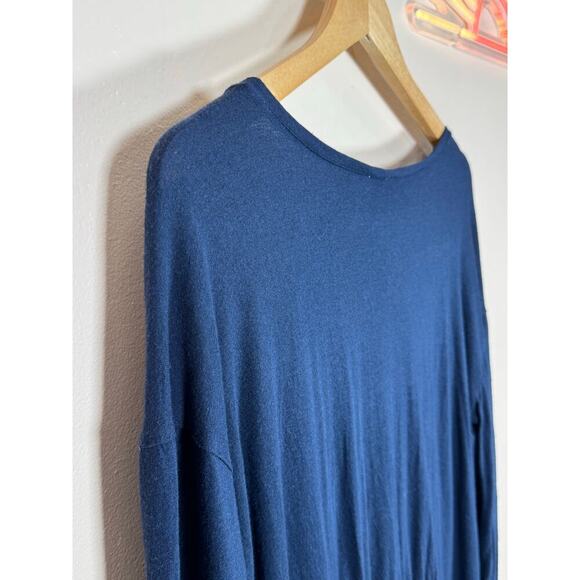 POETRY Silk Wool Lightweight Abstract Art to Wear Lagenlook Midi Dress 10 Navy - Picture 9 of 11